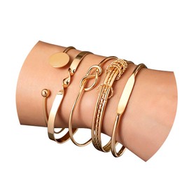 CHICUTIE Gold Bangles Bracelets For Women, 14k Gold Plated Stackable Open Cuff Bracelet Set Charms Trendy Lightweight Elegance Minimalist Textured Boho Jewelry Gift for Women