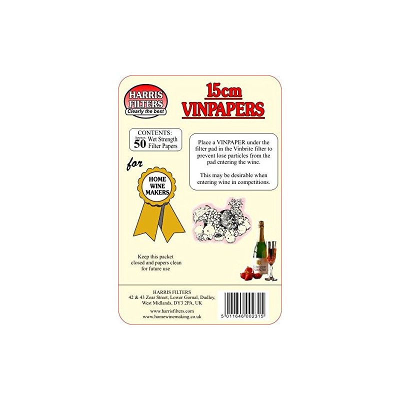 10x Harris VinPapers 15cm Wine Filter Papers