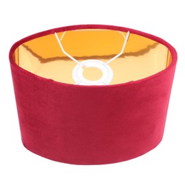 Hemobllo Small Lampshades - Oval Lampshades for Pendant Lamps, Table Lamp, Floor Lamp, Velvet Fabric Lampshade Ceiling with Golden Lining, Replacement Lampshade E27, 23 x 18.5 x 12 cm, Red