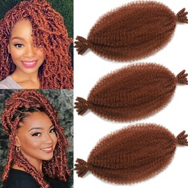 8inch Springy Afro Twist Hair 3 Packs Pre-Separated Braiding Hair Marley Twist Hair for Soft Faux Locs Short BOB Spring Twist Hair Kinky Twist Crochet Hair for Women