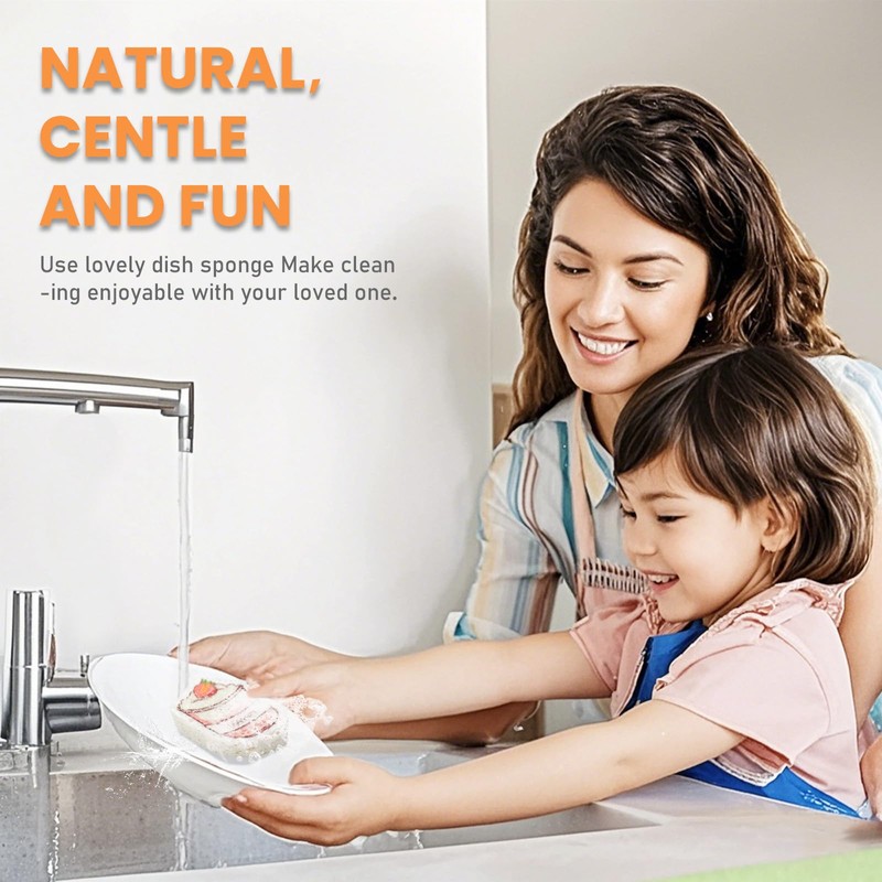 BLXDWaron Wood Pulp Compression Cotton Strawberry Drinks Shaped Kitchen Sponges