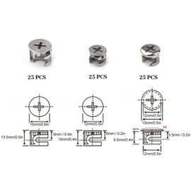 75pcs Cam Lock Fittings Cam Nut Furniture Eccentric Wheel Nut Set 3-in-1 Connector Fastener