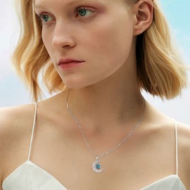 CUPENDA Sobriety Gift Alcoholics Anonymous Necklace Sterling Silver AA Moon Pendant Recovery Symbol Valentine's Day Gift for Women Her