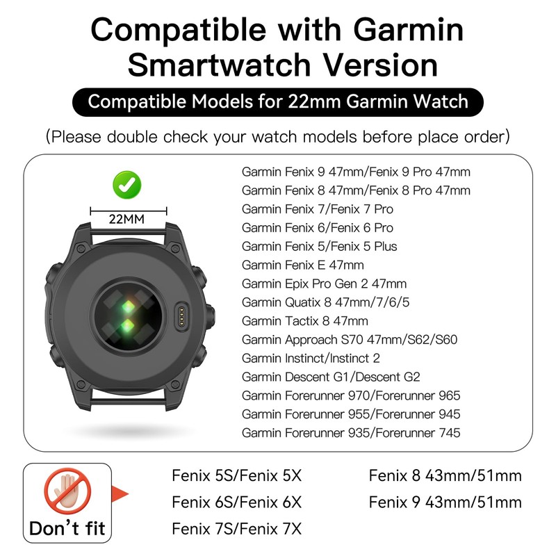 OVERSTEP Watch Band for Garmin Fenix 9/8 47mm/Fenix 7/Fenix 6/Fenix