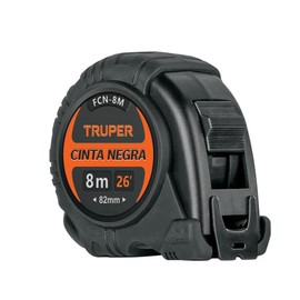 Truper FCN-8M, Flexómetro contra impactos 8 m cinta negra 25 mm