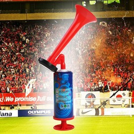 Loud Sound Noise Maker Hand Held Air Horn Safety Horn for Sports Events Car Boat Camping, Football Fan Horns, Super Blast Hand Pump AirHorn Bicycle Signal Trumpet One Size (Air Horn Red)