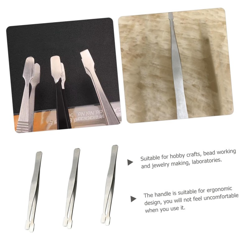 TEHAUX 3pcs Stainless Steel Stamp Tweezers Lightweight Precision Beak Clips
