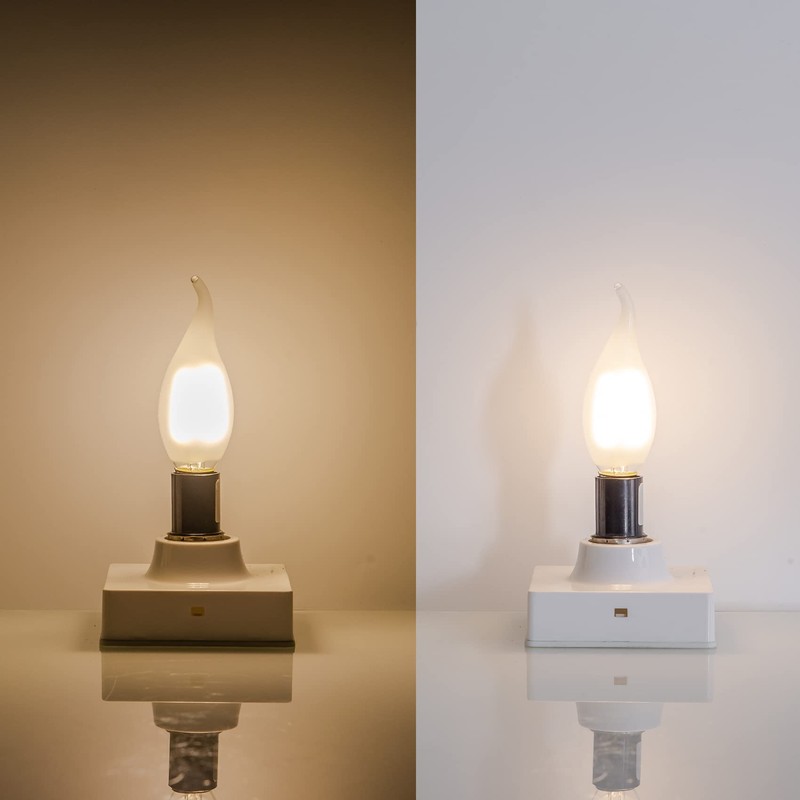 Frosted LED Candelabra Bulbs 60 Watt Flame Tip Chandelier Light