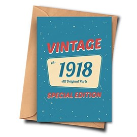 Funny 105 Year Old Birthday Card For People Born In 1917, Mum, Grandchildren From Her For Him (A5-5.8x8.3inch - 14.8x21cm) With Envelope