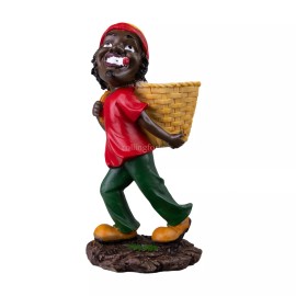 9" Medium Rasta Jamaican Man Holding Bowl Polyresin Ashtray Decoration | #7