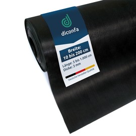 diconfa Fine-Grooved Rubber Mat 3 mm Thick - Width 0.1 m to 2 m - Length 0.05 m to 10 m - Selection 0.2 m x 0.95 m (200 mm x 950 mm) - Fine Grooves Rubber Non-Slip Grooved Mat Sold by the Metre