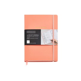 Miquelrius - Bullet Journal Notebook, Imitation Leather Hard Cover and Elastic Closure, Size A5 (148x210mm), 96 Sheets of 100g/m², Dotted Interior Dots, Internal Pocket Peach Colour