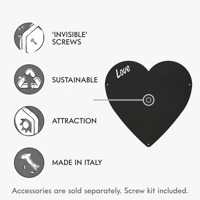 KalaMitica - Magnetic Chalkboard for Wall - Heart Shape, 33x33