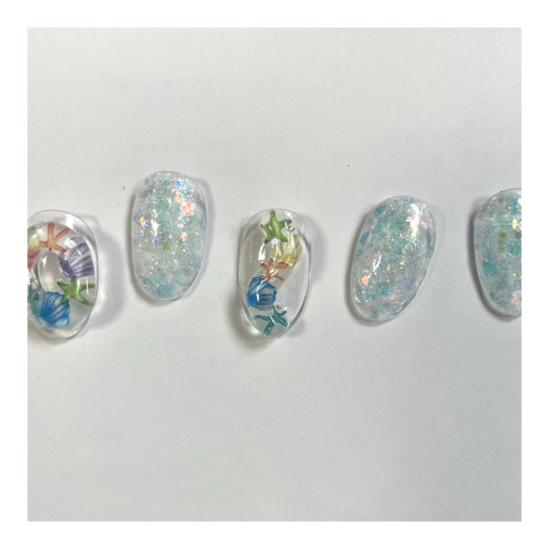 ˡᴬᴺᵀᶤˡ Summer lump glitter handmade nail tip - Short Almond