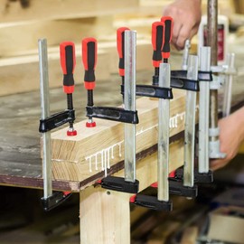 4 Pack Steel Bar Clamp Set F Clamp Heavy Duty Parallel Clamp Set with Pad for Woodworking Metalworking Crafts DIY 6-Inch, 300 Lbs Load Limit