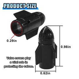 4PCS Rocket Shape Car Tire Valve Stem Caps, Aluminum Alloy Car Wheel Valve Stem Dustproof Cover, Corrosion Resistant Tire Air Cap for Car, Truck, SUV, Bike, Motorcycle (Black)