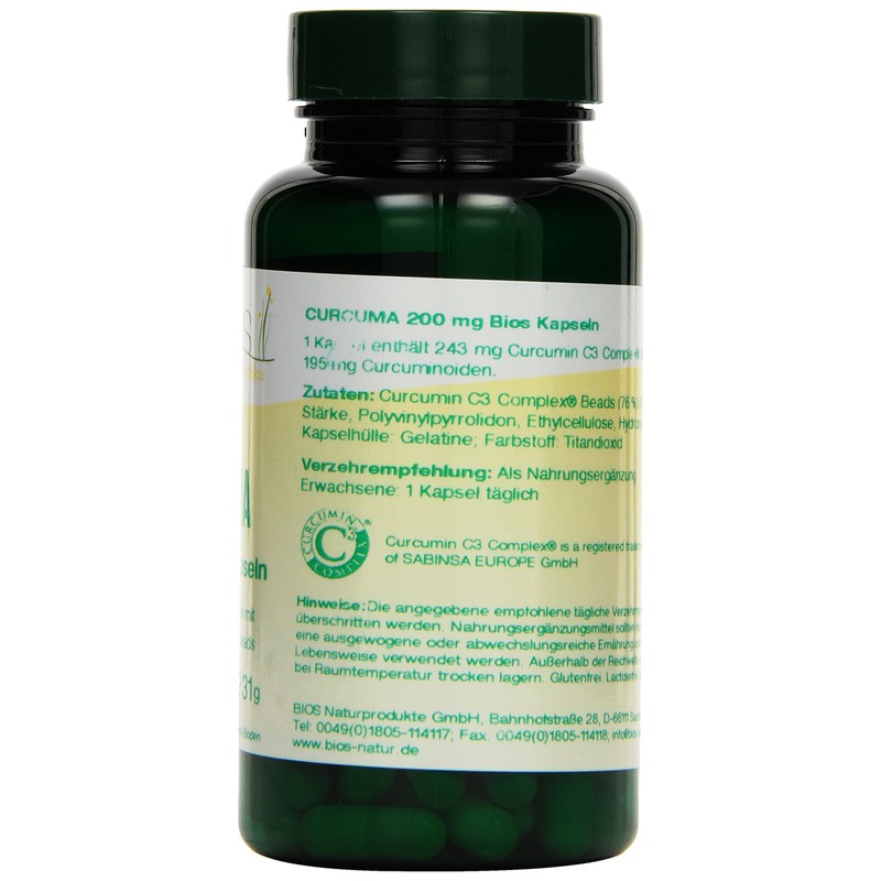 Bios Curcuma 200 mg 100 Capsules Pack of 1 x