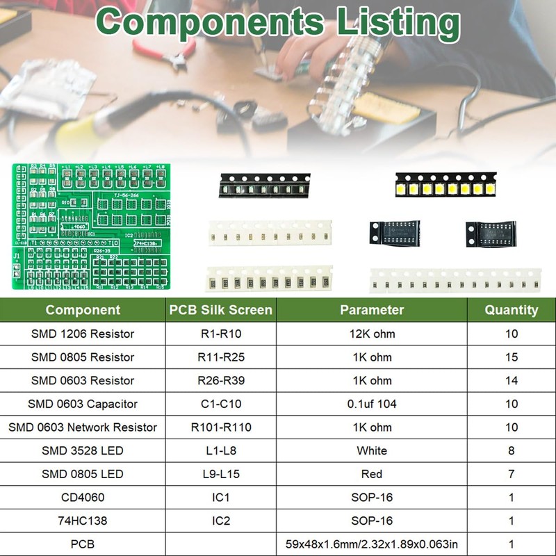 DAOKAI Welding Practice Board,1805 SMD/SMT Components Practice Board Practice Kit