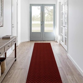 LITA Customized Size Hallway Runner Rug with Rubber Backing, Backed Non-Slip Waterproof, Washable Outdoor Indoor Carpet for Floor, Entryway, Kitchen, Laundry, Balcony, Garage, Red Triangle, 5' x 13'