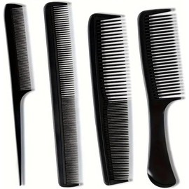 4 PCS Professional Comb Set, Black Barberology Hair Comb Set, Dresser Hair Comb, Styling Comb for Women Men Hairdressing