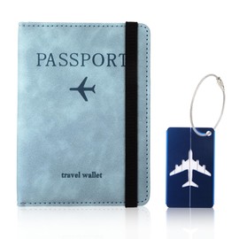 Passport Case, Passport Cover with RFID Blocker, Passport Case, Passport Wallet for Men and Women, Passport Credit Cards, ID and Travel Documents, blue, S, Modern