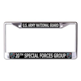 U.S. Army National Guard 20th Special Forces Group Chrome License Plate Frame