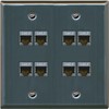 RiteAV Cat7 Wall Plate 8 Port - Flat 2 Gang [Stainless Steel]
