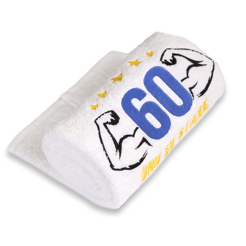 Abc Casa 60th Birthday Gift Towel with Embroidered Muscles for