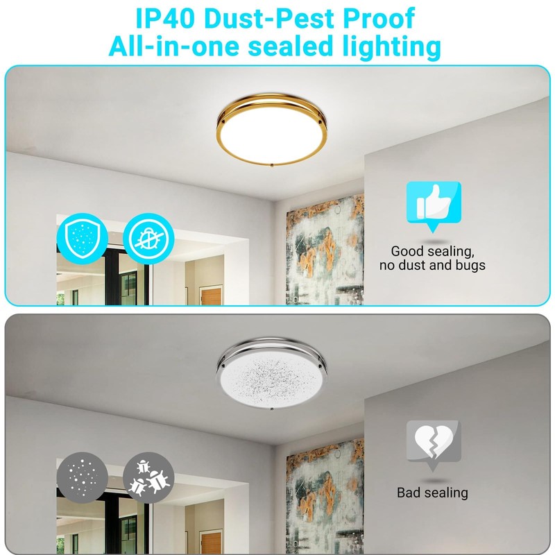libtit 13 Inch Flush Mount Ceiling Lights, Dimmable 3000K-6500K Adjustable