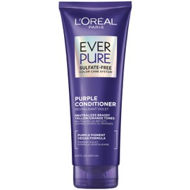 LOreal Paris L'Oreal Paris Sulfate Free Brass Toning Purple Conditioner for Blonde, Bleached, Silver, or Brown Highlighted Hair, EverPure, 6.8 Fl Oz (Packaging May Vary)