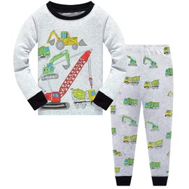 Little Hand Boys Pyjamas Set Digger Cotton Toddler Long Sleeve Car Sleepwear Kids Pjs Nightwear Clothes Age 4-5 Years
