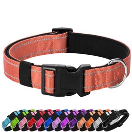 PenSeepet Reflective Dog Collar Padded with Soft Neoprene Breathable Quick Release Basic Dog Collars for Puppy Small Dogs Coral