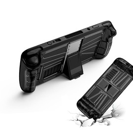 Funalot Adjustable Kickstand Case for Steam Deck 2022, TPU Protective Case, Full Protection, Shock-Absorption, Non-Slip & Anti-Collision, Black