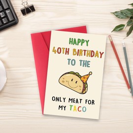 Funny 40th Birthday Gifts Men, Happy 40th Birthday Card for Husband Him, Taco Gifts for 40 Year Old Decorations Man, 40 Years Old Mens Bday Decorations Ideas