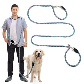 Correa Multifuncional Manos Libres para Perro, Correa Reflectante de Cintura para Pasear, Cruzada y Ajustable para Entrenamiento, de Nailon para Perros Grandes y Pequeños, Gris, Azul