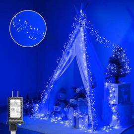 Minetom Christmas Lights Outdoor Cluster Lights - 200 LED 10 Ft Christmas Firecrackers String Lights, 12 Modes Timer Waterproof Connetable Plug in Twinkle Fairy Lights for Xmas Tree Party, Blue