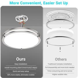 libtit 13 Inch Flush Mount Ceiling Lights, Dimmable 3000K-6500K Adjuestable LED Ceiling Light, 24W Round Slim Light Fixture Brushed Nickel for Kitchen Bedroom Bathroom Hallway-1 Pack