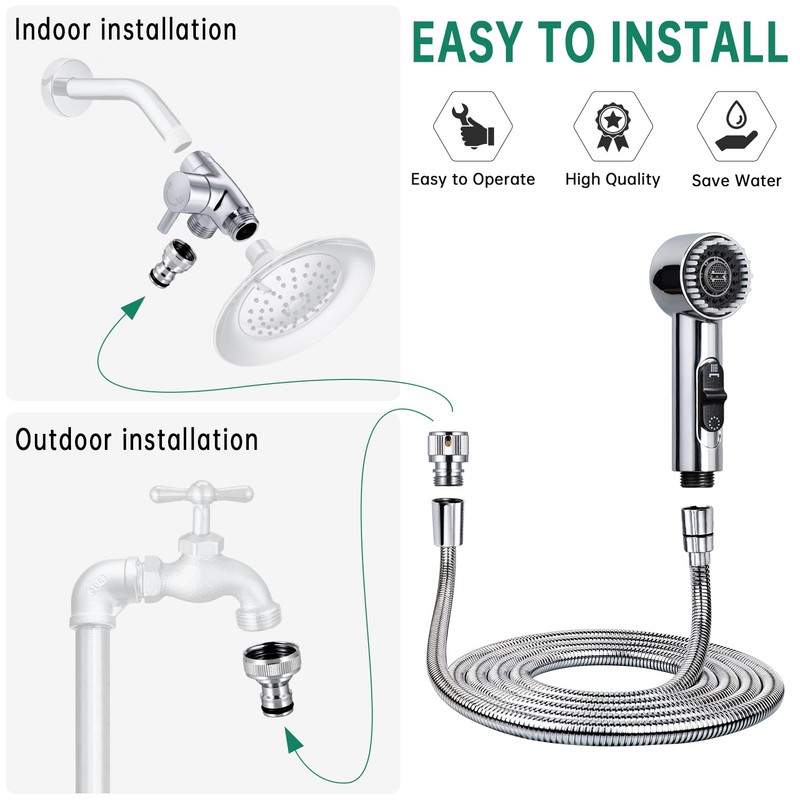 3 Mode Dog Shower Attachment, High Pressure Handheld Sprayer with