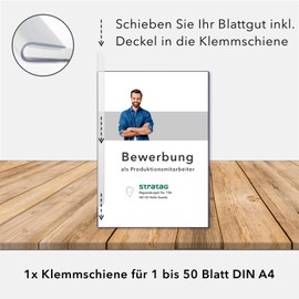 STRATAG Start Basic Spine Application Set (Blue, 5 Pieces) with Transparent PP Plastic Cover and Spines Made of Robust 290 g/m² Cardboard Leather Structure (5 Application Folders Blue)