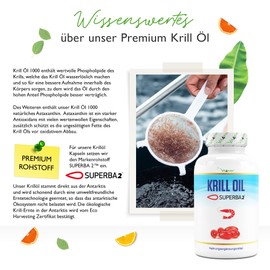 Krill Oil - 120 Capsules - Brand Raw Material: Superba Antarctic Krill Oil - Rich in EPA + DHA + Astaxanthin + Phosphholipids + Omega 3 Fatty Acids - From Sustainable Cultivation