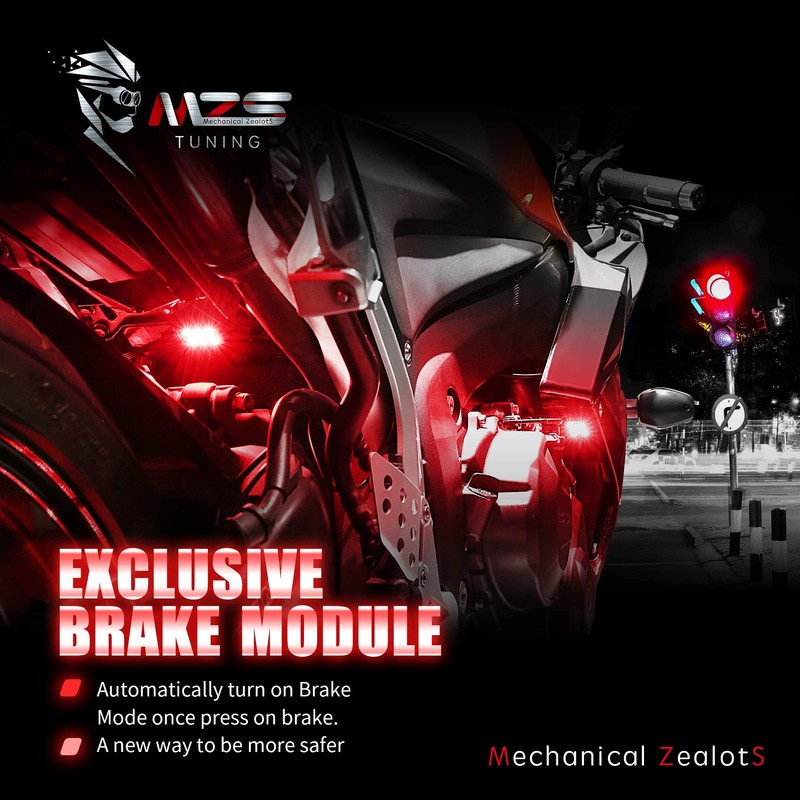 MZS 8Pcs Motorcycle LED Light Kit, Multi-Color Neon RGB Strips