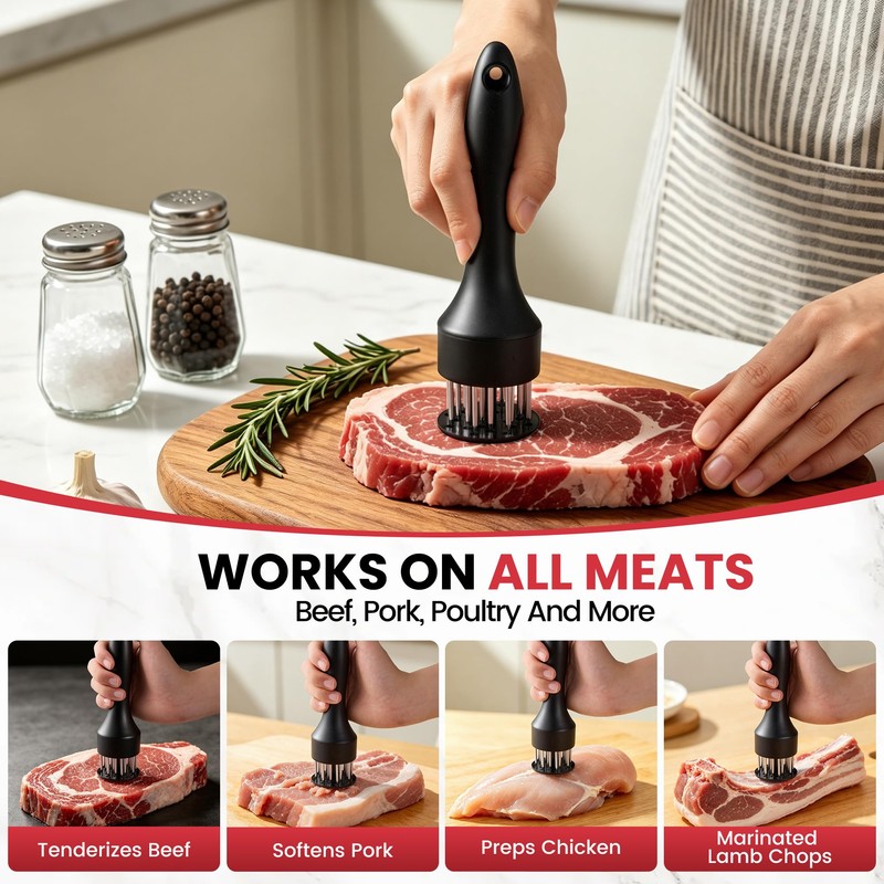 Meat Tenderizer Tool for Steak Tenderizing Marinade Cooking BBQ Grilling