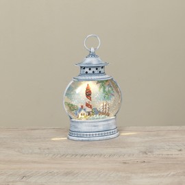 Gerson Lighted Spinning Water Globe Lantern, 11.5" H, Nautical Scene, Plastic