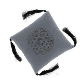 NKlaus 15 cm Singing Bowl Cushion with Tassels - Square, Dark Grey and Robust, Ideal for Singing Bowls and Ceremonies, Provides a Firm Hold and Pleasant Vibrations 16545