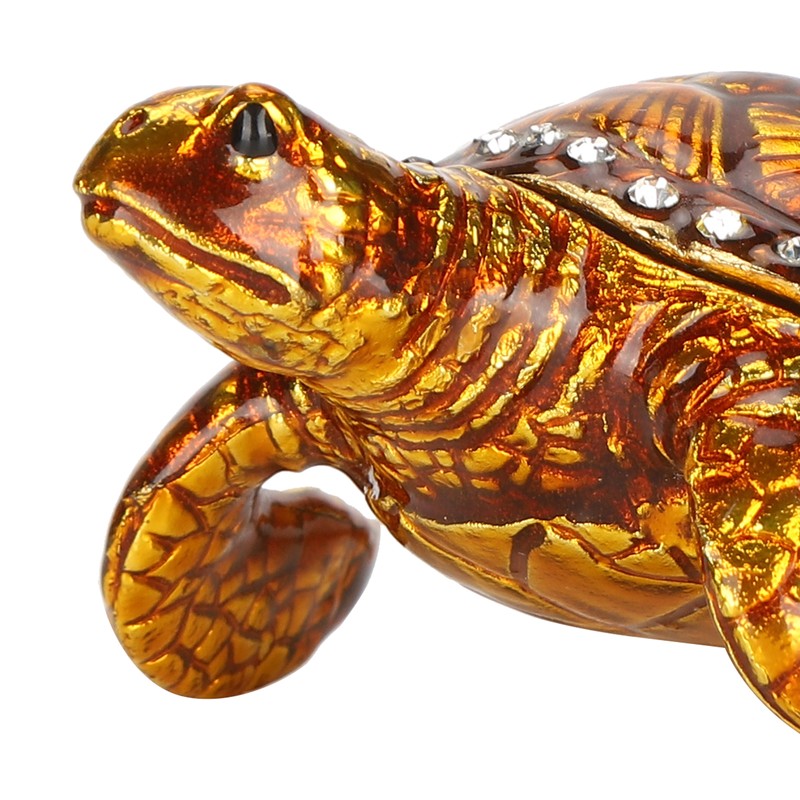 Tortoise Figurine Electroplated Turtle Jewelry Trinket Storage Box Ornament with