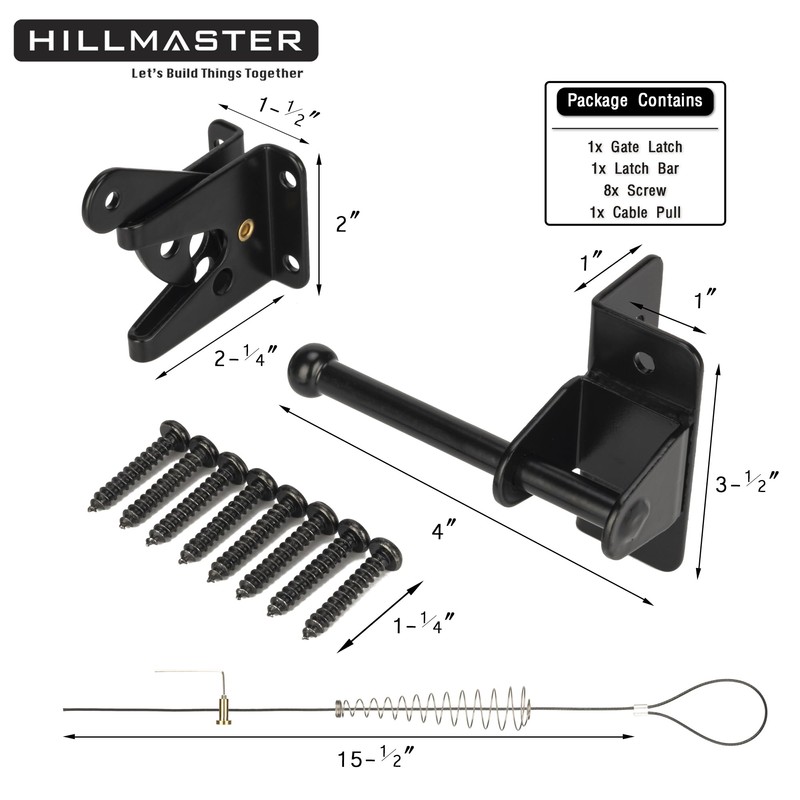 HILLMASTER Self Locking Gate Latch for Wooden Fence with Steel