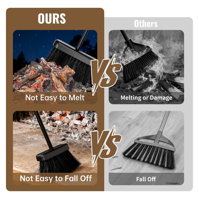AMAGABELI Metal Fireplace Ash Shovel and Brush Set Accessories 32''