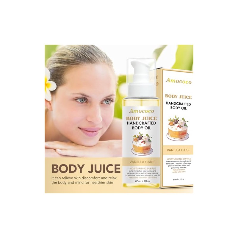 Aceite corporal Vanilla Cake, hidratante para piel seca con aceites