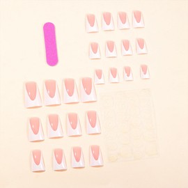 Tyuimhx 24 Pcs Duck Nails Press on Medium White Wide French Tip Fake Nails Glossy Full Cover Duck Feet Nail Tip Acrylic Duck False Nails Stick on Nails Reusable Artificial Nails for Women 24Pcs