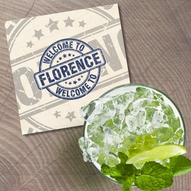 Unbranded Florence Grunge Welcome Travel 4'' X 4'' Square Wooden Coaster